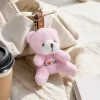 Pink plush bear keychain, cute pendant, plush toy, car bag accessory details Picture